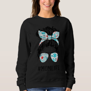 Sweatshirt Cna Nurse Maman Vie Messy Cheveux Bun Soins de san