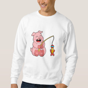Sweatshirt Cochon à la pêche avec poisson