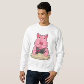 Sweatshirt Cochon au poker avec des cartes de poker (Devant entier)