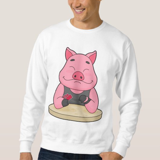 Sweatshirt Cochon au poker avec des cartes de poker (Devant)