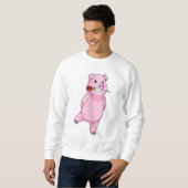 Sweatshirt Cochon avec fleur de rose (Devant entier)
