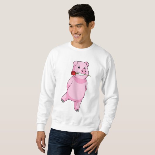 Sweatshirt Cochon avec fleur de rose (Devant entier)