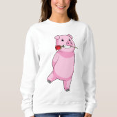 Sweatshirt Cochon avec fleur Rose (Devant)