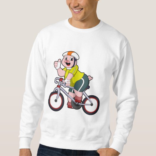 Sweatshirt Cochon avec vélo et casque (Devant)