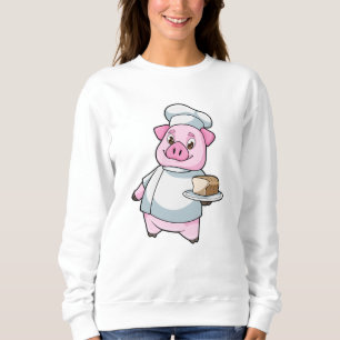 Sweatshirt Cochon comme chef avec Plateau et Cake