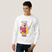 Sweatshirt Cochon comme enseignant avec livre (Devant entier)