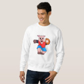 Sweatshirt Cochon de baseball avec gant de baseball (Devant entier)