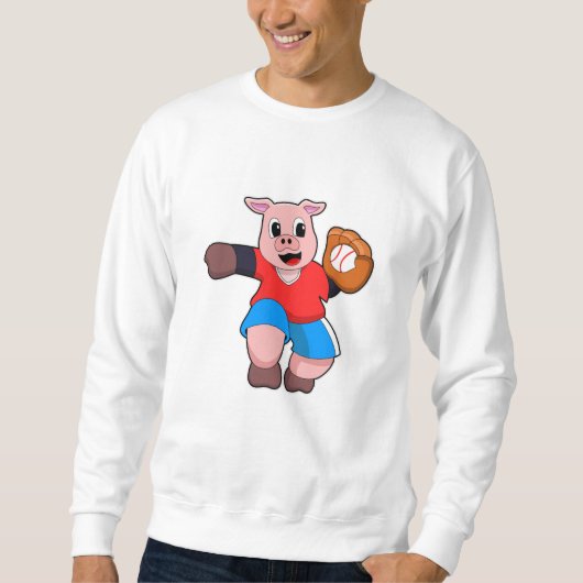 Sweatshirt Cochon de baseball avec gant de baseball (Devant)