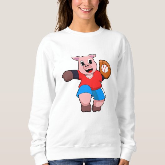 Sweatshirt Cochon de baseball avec gant de baseball (Devant)