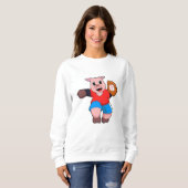 Sweatshirt Cochon de baseball avec gant de baseball (Devant entier)