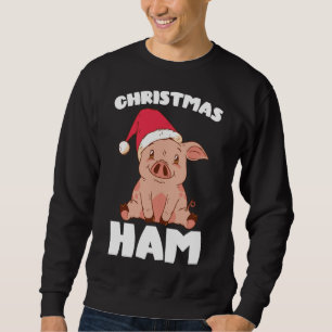 Sweatshirt Cochon de Noël Jambon mignon Père Noël Cochon drôl