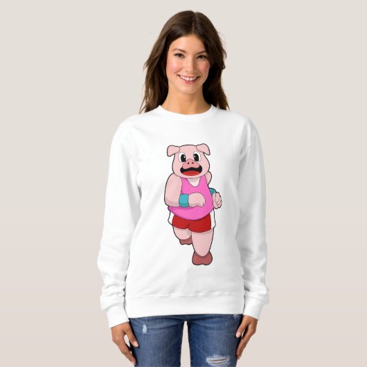 Sweatshirt Cochon en cours d'exécution (Devant entier)