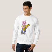 Sweatshirt Cochon en fermier avec paille (Devant entier)