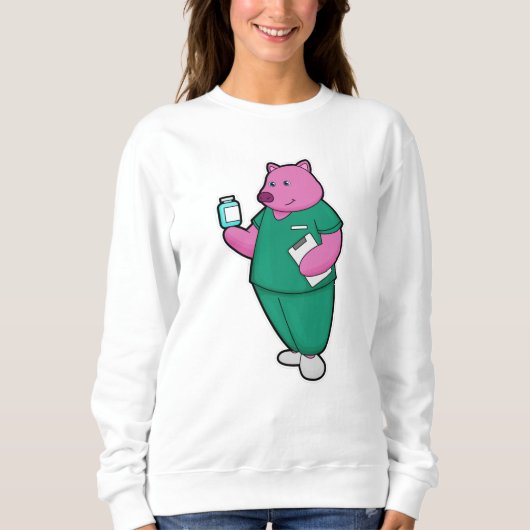 Sweatshirt Cochon en infirmière en médecine (Devant)