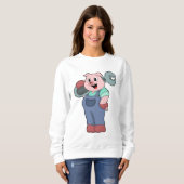 Sweatshirt Cochon en mécanicien avec clé (Devant entier)
