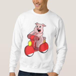 Sweatshirt Cochon en motard avec scooter