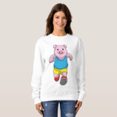 Sweatshirt Cochon en tant que coureur à l'exécution (Devant entier)