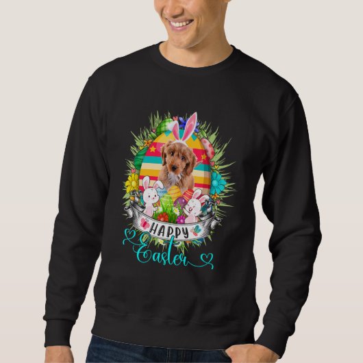 Sweatshirt Cockapoo Chien Dans Les Oeufs De Pâques Basket Bun (Devant)