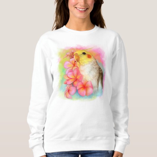 Sweatshirt Cockatiel avec le frangipani (Devant)