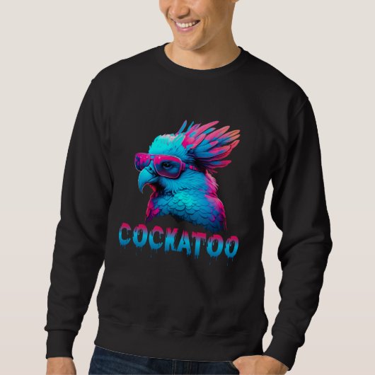 Sweatshirt Cockatoo with Sunglasses 80s style for a Cockatoo  (Devant)