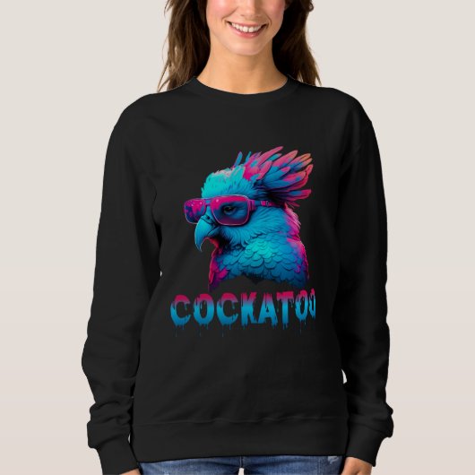 Sweatshirt Cockatoo with Sunglasses 80s style for a Cockatoo  (Devant)