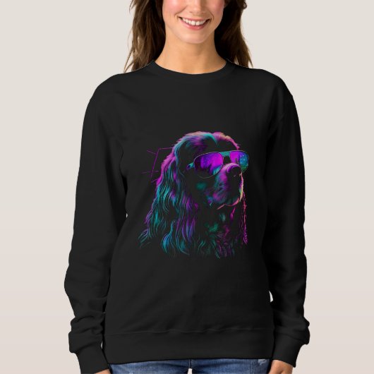Sweatshirt Cocker Spaniel Dog owner Vaporwave Notorious DJ (Devant)