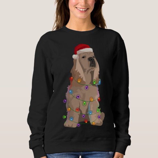 Sweatshirt Cocker Spaniel Noël Lumières Noël Amoureux des chi (Devant)