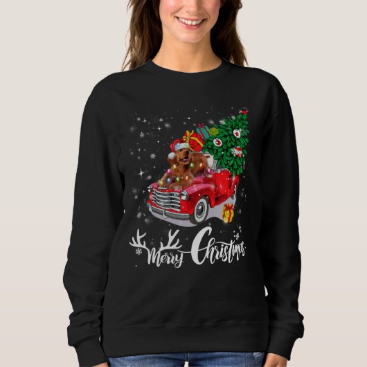 Sweatshirt Cocker Spaniel Rides Camion Rouge Pajama de Noël (Devant)