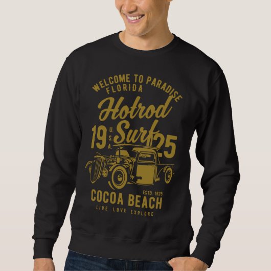 Sweatshirt Cocoa Beach Florida Retro Hotrod Surf  1 (Devant)