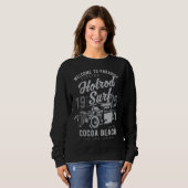 Sweatshirt Cocoa Beach Florida Retro Hotrod Surf Distressed (Devant entier)