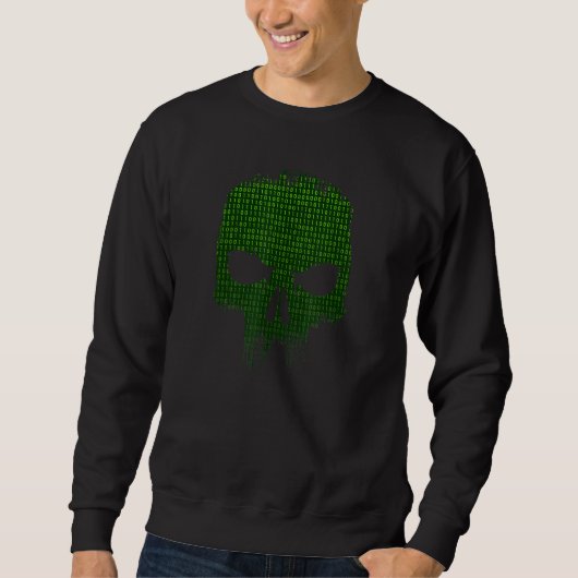 Sweatshirt Code binaire Programmeur d'ordinateur de crâne Dév (Devant)