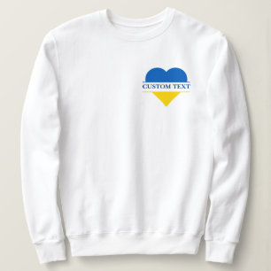Sweatshirt Coeur bleu et jaune. Texte personnalisé. Personnal