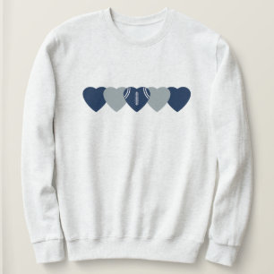 Sweatshirt Cœur de football bleu et argent foncé