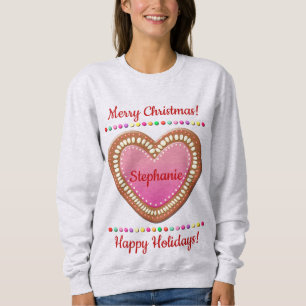 Sweatshirt Coeur de pain d'épices allemand saupoudré de bonbo