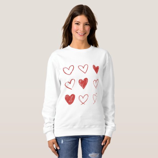 Sweatshirt Coeur Dessiné à la Main (Devant entier)