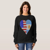 Sweatshirt Coeur du drapeau argentin américain (Devant entier)