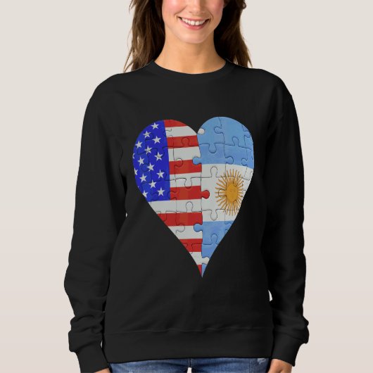 Sweatshirt Coeur du drapeau argentin américain (Devant)