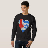 Sweatshirt Coeur du drapeau britannique israélien (Devant entier)