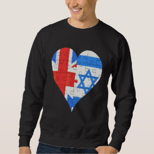 Sweatshirt Coeur du drapeau britannique israélien
