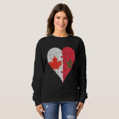 Sweatshirt Coeur du drapeau canadien marocain (Devant entier)