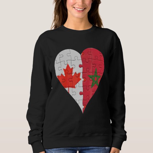 Sweatshirt Coeur du drapeau canadien marocain (Devant)
