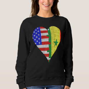 Sweatshirt Coeur du drapeau du Sénégal américain