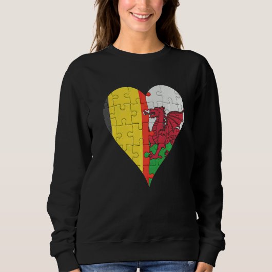 Sweatshirt Coeur du drapeau gallois belge (Devant)