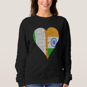 Sweatshirt Coeur du drapeau indien irlandais