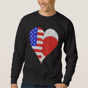 Sweatshirt Coeur du drapeau japonais américain