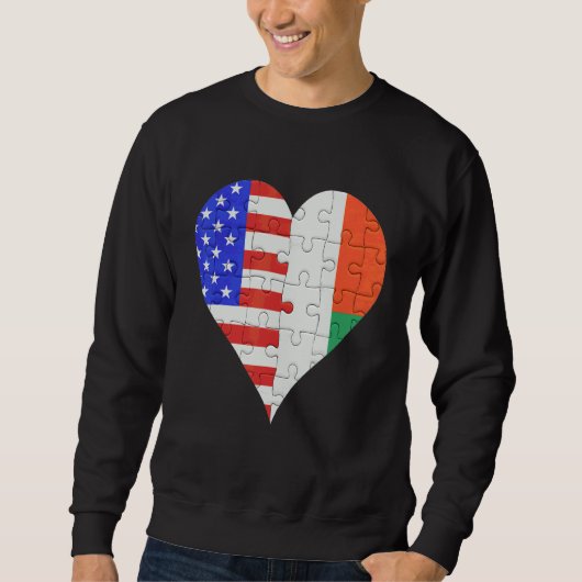 Sweatshirt Coeur du drapeau malgache américain (Devant)