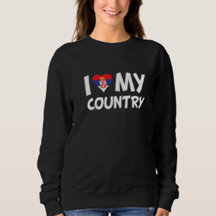 Sweatshirt Coeur du drapeau serbe J'aime mon pays Serbie