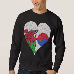 Sweatshirt Coeur du drapeau sud-coréen gallois