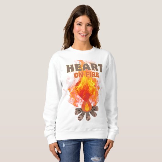 Sweatshirt Coeur en feu  (Devant entier)