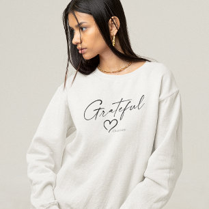 Sweatshirt Coeur reconnaissant Votre nom Script minimal d'e